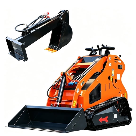 Apexyun Mini Skid Steer Loader 24 HP 2-Cylinder Gas Engine EPA Certified Tracked Stand-On with Digging Bucket