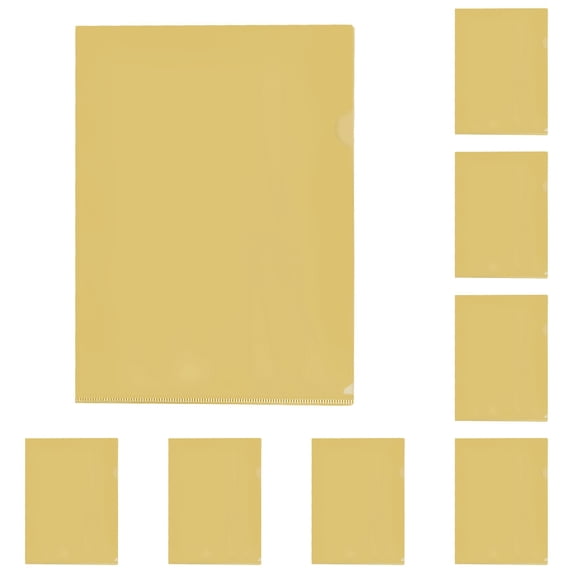 Apeya 10 Pack Heavy Duty Gold Plastic Folders, A4 L Shaped Document Organizer with Business Card Slot for Office and College Students