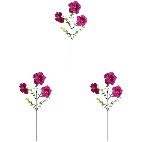 Apeya 3 PC Weatherproof Artificial Morning Glory, Flexible Hot Purple Silk Trumpet Flower Bouquet with Bendable Stems for Hanging Window Box and Fence Decor, 13.77 in