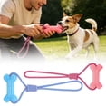 thumbnail image 1 of Apeya Blue 13.4x5.11 Inch Dog Chew Toy, Dual-Action Teeth Cleaning Mouth Prop Durable Rubber Bone with Rope for Teething Puppies Small Medium Aggressive Chewers, 1 of 9