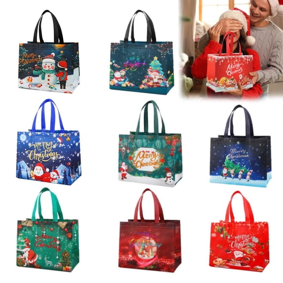 Apeya Christmas Gift Bags Non Woven Fabric Reusable Tote Bags With Handles For Holiday Gifts Xmas Decorations Party Favors And Shopping Storage