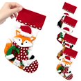 thumbnail image 1 of Apeya Cute Christmas Stocking 3D Plush Character Fox Penguin Santa Reindeer Red Cuff Fireplace Hanging Holiday Decor Family Gift Home Decoration, 1 of 5