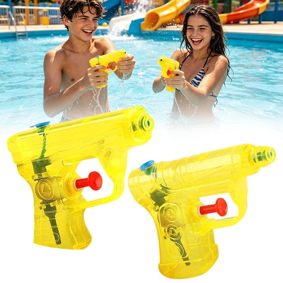 Apeya Fun Mini Water Yellow Shooter, Transparent Refillable Toy for Outdoor Activities, Easy Carry Pocket Sized Squirt Gun for Summer Entertainment, 3.93 x 2.95 in