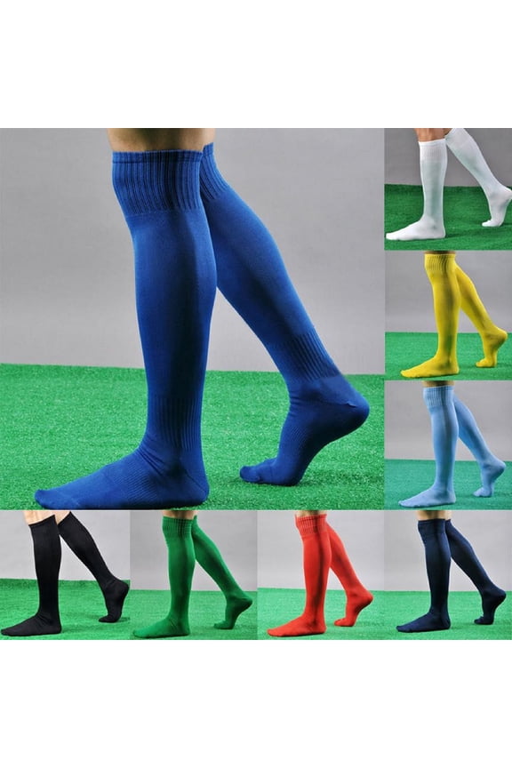 Mens Knee High Soccer Football Tube Socks, Moisture Wicking Long Breathable Athletic Sports Socks with Non-Slip Cuff for Adult Training and Games, 1 Pair