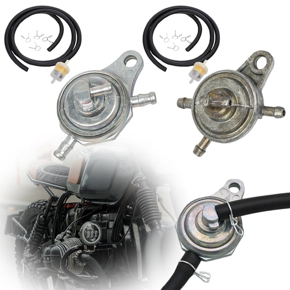 Apeya Motorcycle Vacuum Fuel Pump Kit, 2-Way Fuel Petcock Valve with Hose and Filter for GY6 50cc 150cc Scooters, ATVs, Dirt Bikes, Replacement Parts