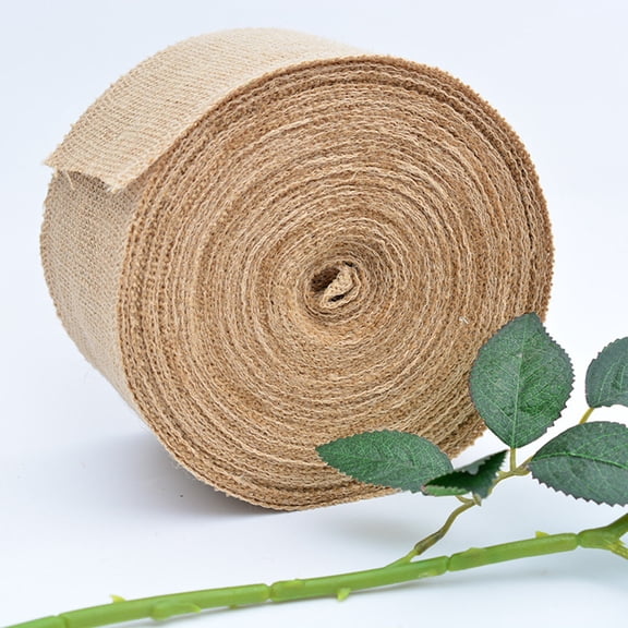 Apeya Natural Jute Ribbon Roll, 1.18 in x 5.91 Ft Rustic Linen Burlap Fabric, Eco-Friendly Crafting Trim for Wedding Decor, Gift Wrapping, 1 PC