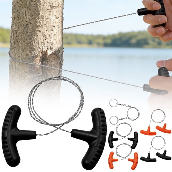 Apeya Orange Stainless Steel Wire Saw, 27.5 in Pocket Hand Cable Rope Cutter with Plastic Handles for PVC Pipes, Outdoor Camping, Hiking, Wood Cutting Tool