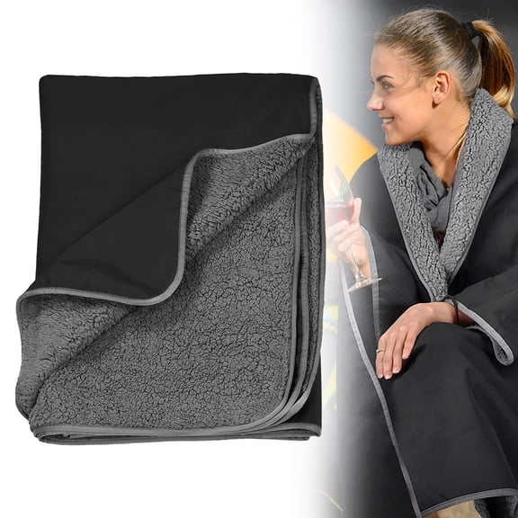 Apeya Outdoor Warm Blanket-Extra Comfy Thickened Style Black Color,Waterproof Outdoor Wool Blanket