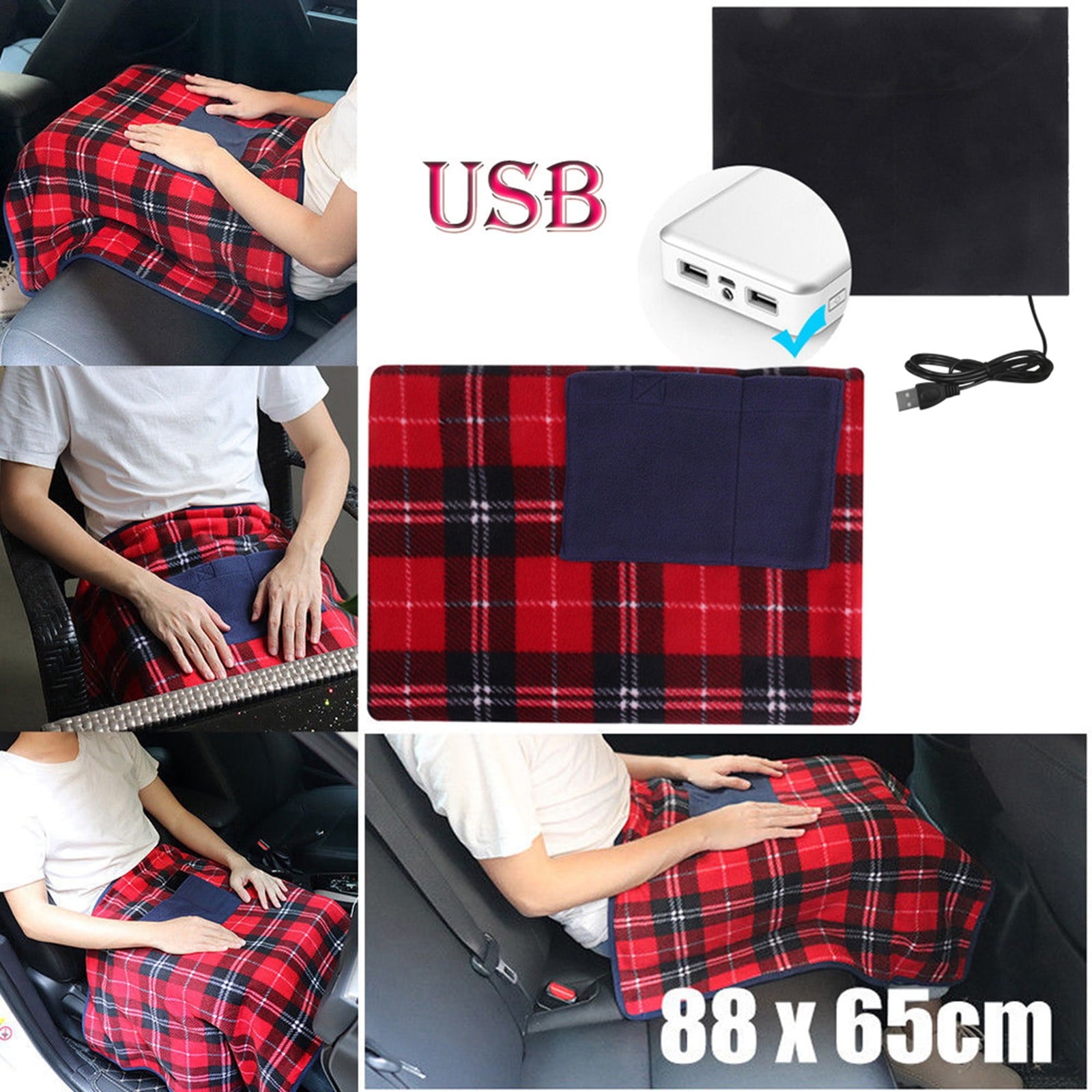 Apeya Portable Heated Blanket Throw Blanket- Usb 5V Warm Car Cover|Winter Use, 5V Usb Powered,Heating Blanket, Heating Pad, Electric Blanket, Office Knee Pad, Warming Blanket