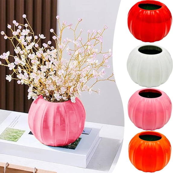 Apeya Pumpkin Vase Decorative Fall Vase Plastic Pumpkin Planter Halloween Thanksgiving Centerpiece Vase For Home Autumn Seasonal Decor Farmhouse