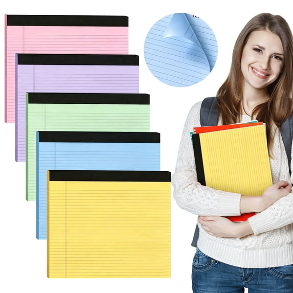 Apeya Purple Lined Paper Notebook, 11 x 9.5 in Perforated Desk Notepad with Rigid Back Support for Daily Meeting Notes, Business Schedules and To Do Lists