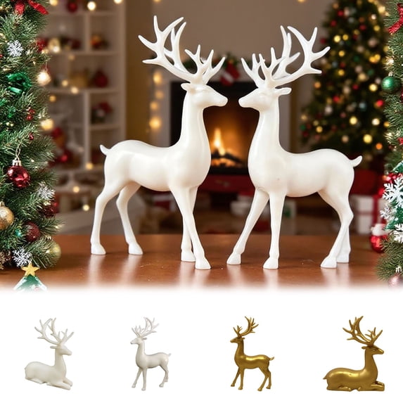 Apeya Reindeer Figurine Christmas Decor Resin Deer Decor For Home Christmas Decorations Indoor Table Centerpiece Winter Holiday Ornament Fireplace Mantel