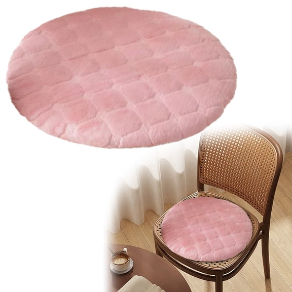 Apeya Round Plush Chair Cushion-Upgraded Tatami Style with Ties Non-Slip Backing,For Dining/Kitchen/Indoor Stools,13.8X13.8In,Round Plush Tatami Chair Cushion