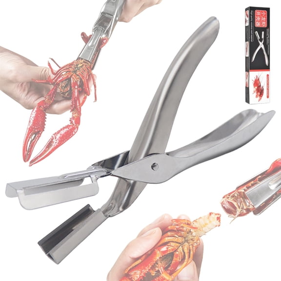 Apeya Stainless Steel Crawfish Sheller Tool, 7x3 Inch Ergonomic Lobster Tail Peeler Pliers, Quick Seafood Shell Remover Clamp for Prawns Crayfish Feasts
