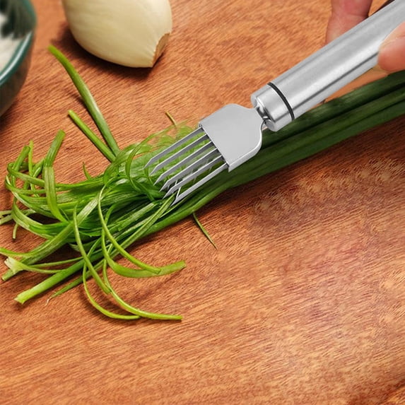 Apeya Stainless Steel Green Onion Slicer, Multifunctional Handheld Vegetable Cutter Shred Silk Knife for Garlic Ginger Scallion Kitchen Tool