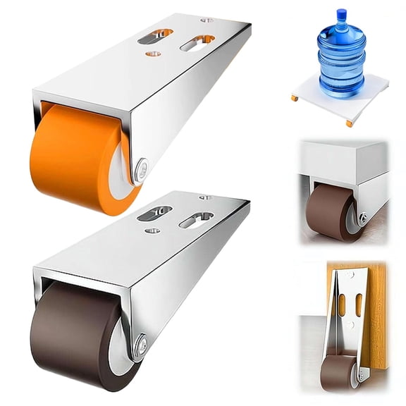 Apeya Vertical Track Roller Wheel, Orange Sliding Door Bottom Rollers Caster with Metal Bracket, Quiet Rubber Directional Wheels for Bed Storage Box, 4 PC