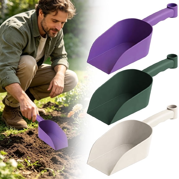 Apeya White 9x2 Inch Plastic Gardening Shovel, Large Capacity Soil Scooper Spade, Ergonomic Non-Slip Transplanter Tool for Backyard Garden Potted Plants
