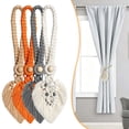 thumbnail image 1 of Apeya White Cotton Rope Curtain Tiebacks, Adjustable Wooden Bead Drape Fasteners for Linen and Thick Window Curtains, Rent Friendly No Hook Home Decor, 1 of 7