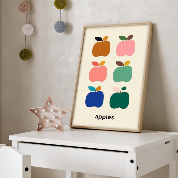 Apfel Poster, Apple Kitchen Wall Art, Unframed Paper Poster 8x10in