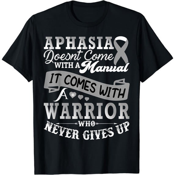 Aphasia Awareness Warrior Grey Ribbon Support T-Shirt