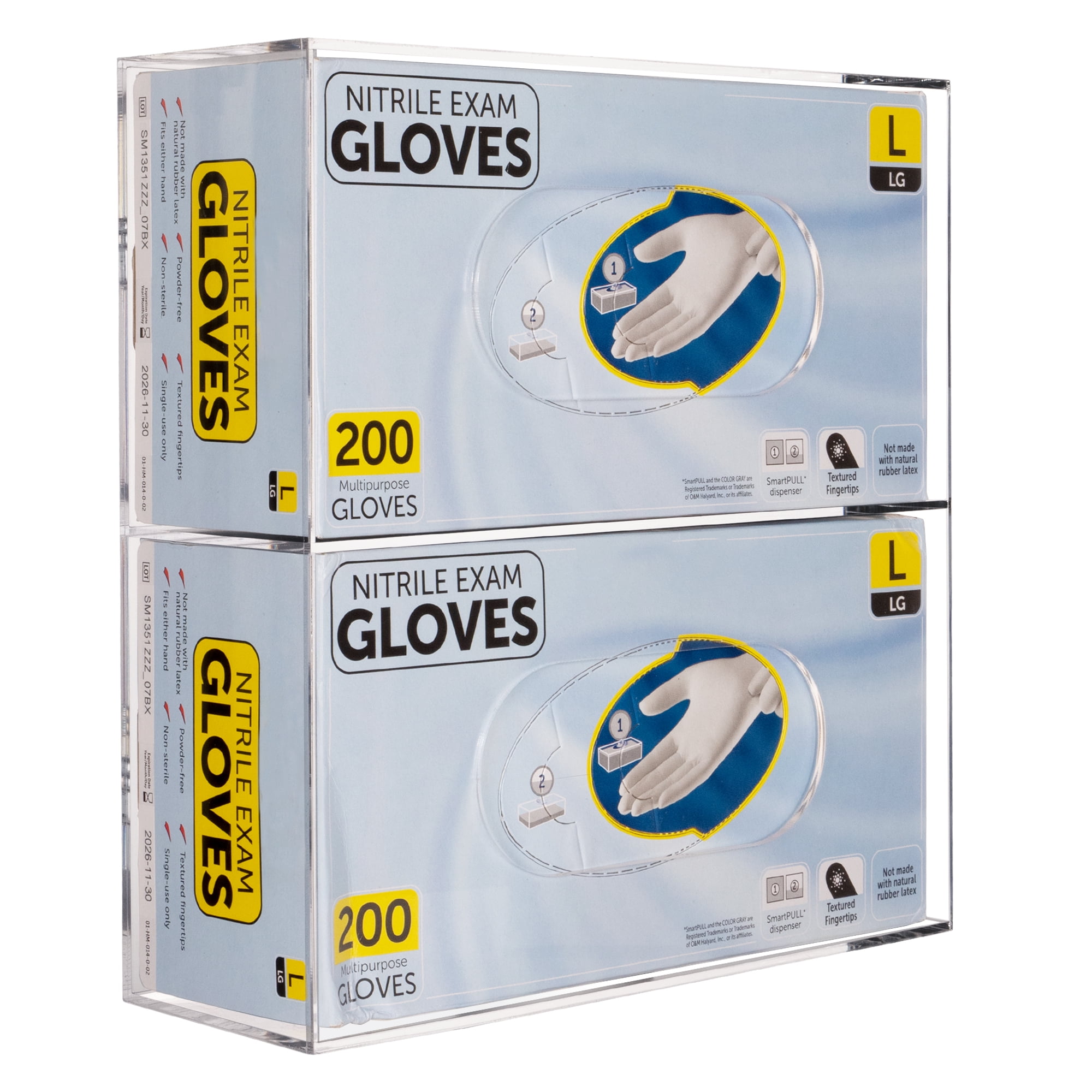 Aphbrada Glove Box Dispenser Holder Wall Mounted, Acrylic Double Gloves Rack for Medical, Latex, Rubber, Nitrile, Exam, Disposable Glove Boxes, Tissues Box Cover Holder, Clear