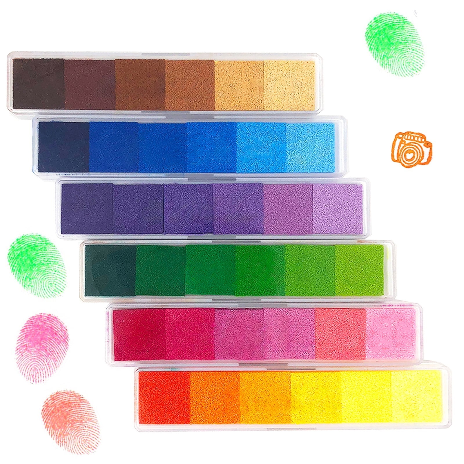Aphlos Craft Ink Pad Stamps DIY Color, 36 Colors Rainbow Washable Finger Ink Pad for Kids Finger-Print Drawing, Small Rubber Stamp
