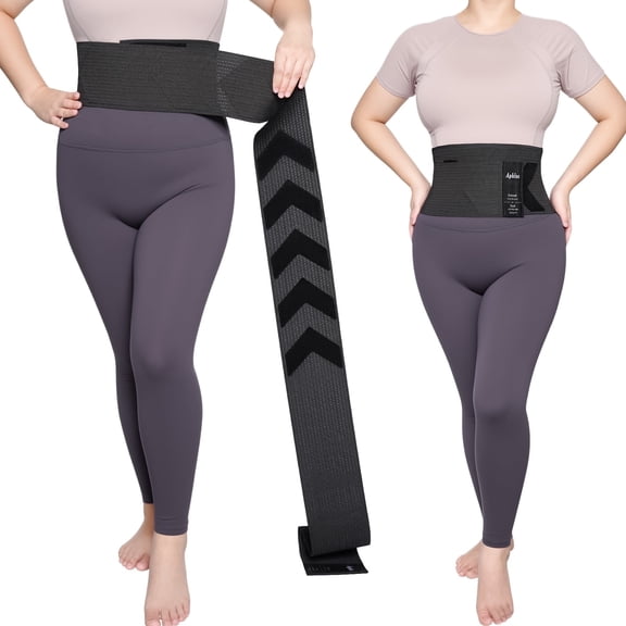 Adjustable Waist Trainer Wrap for Women, 180in Total Length Breathable Stretch Fabric, Tummy Control, Back Support, Body Shaping Belt for Workout, Daily Wear, Posture Correction (Black, 1PC)