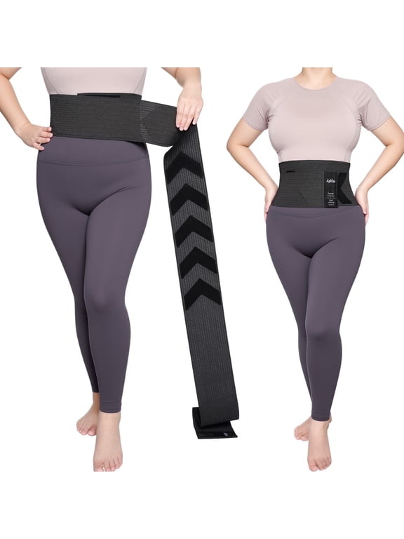 Adjustable Waist Trainer Wrap for Women, 180in Total Length Breathable Stretch Fabric, Tummy Control, Back Support, Body Shaping Belt for Workout, Daily Wear, Posture Correction (Black, 1PC)