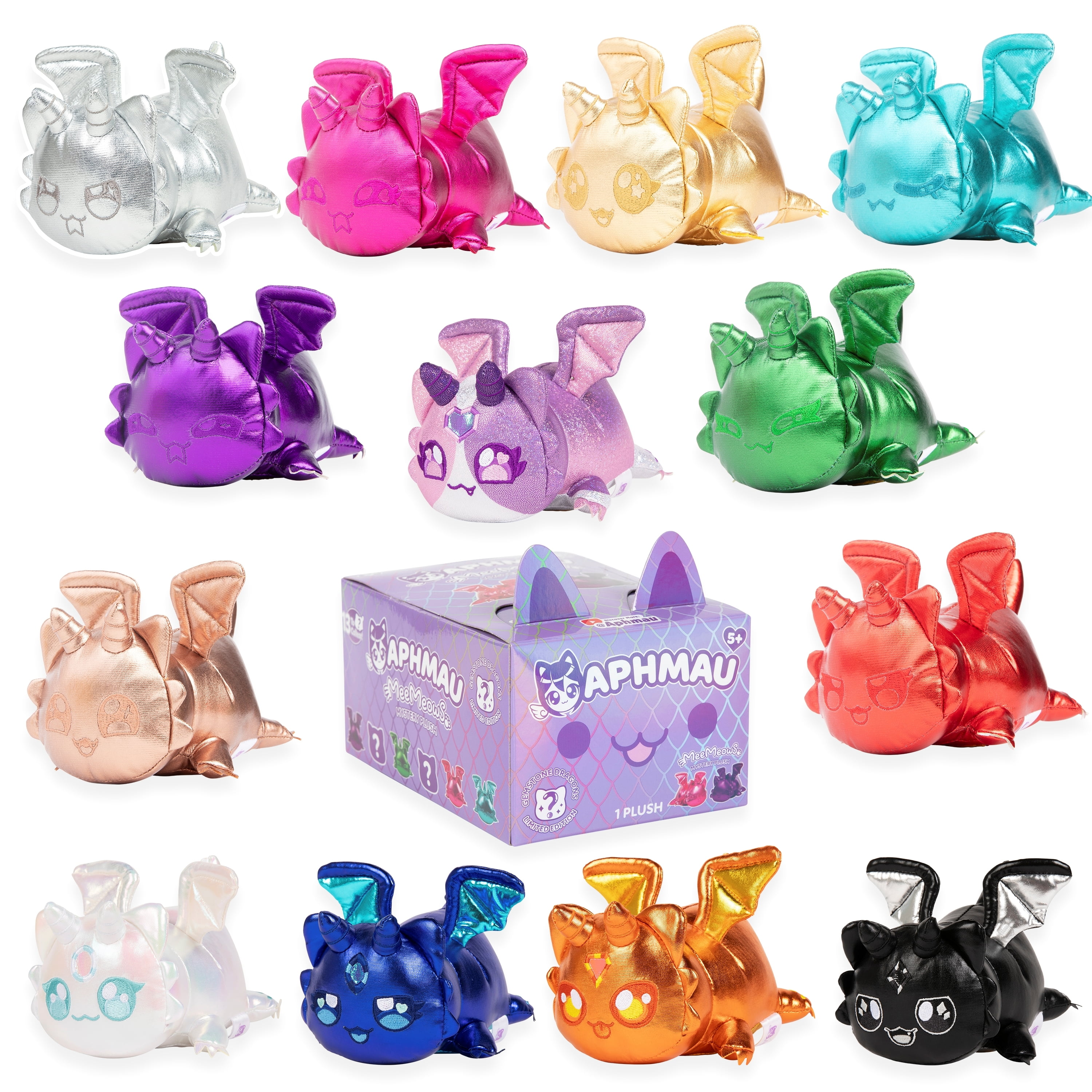 Aphmau 6 MeeMeow Mystery Plush Dragons, YouTube Gaming Channel, Blind Box, 1 of 8 Possible Toys, Fun Dragon MeeMeows Official Brand Merch Ages 5+
