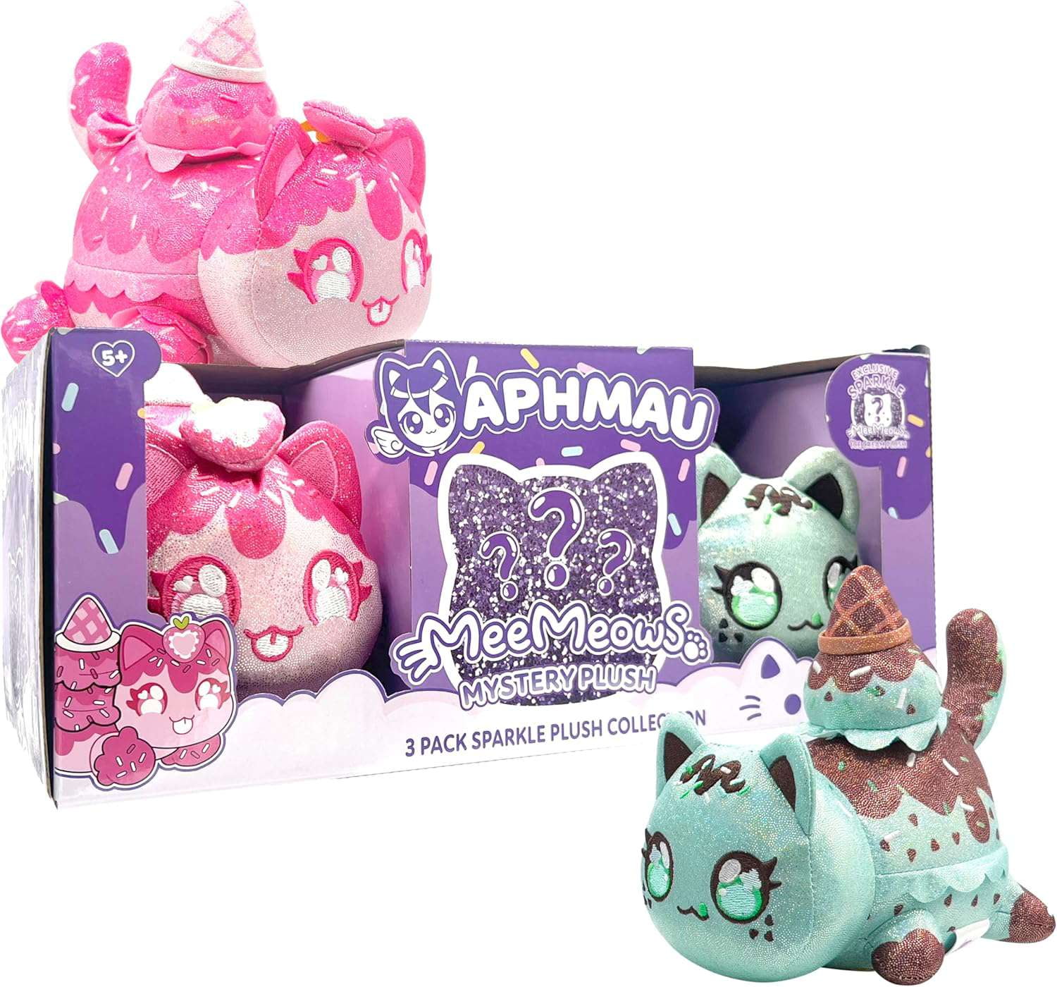 Aphmau Sparkle Collection Ice Cream Plush 3-Pack (Includes 1 Mystery Plush)