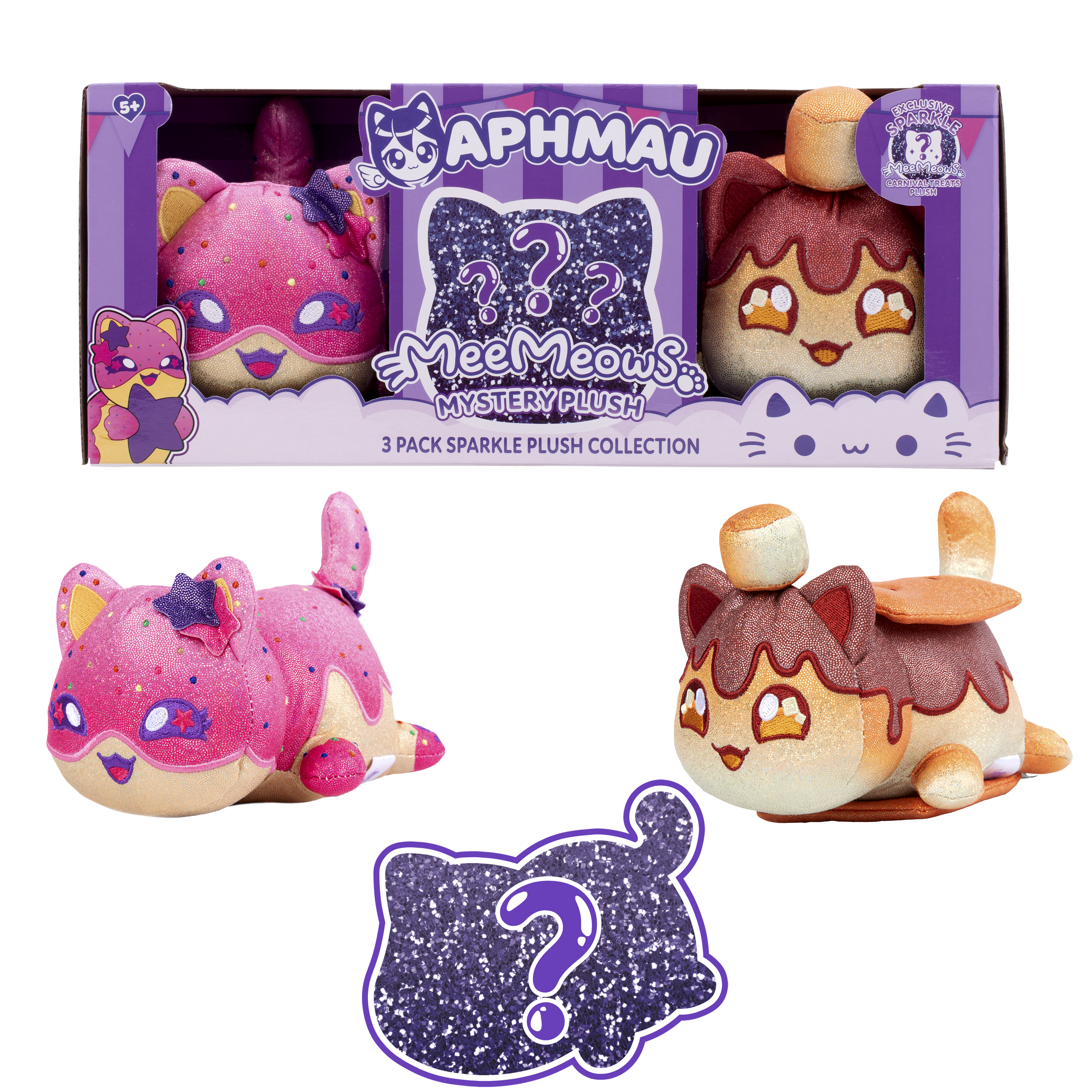 Aphmau 6 Inch MeeMeow Plush Toy 3 Pack Carnival Treats Surprise Box 