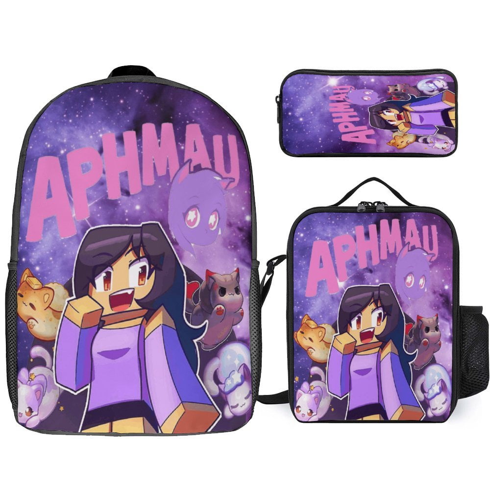 Aphmau Backpacks Set 3d Casual Light Weight Backpack Bookbag 3 Pice ...