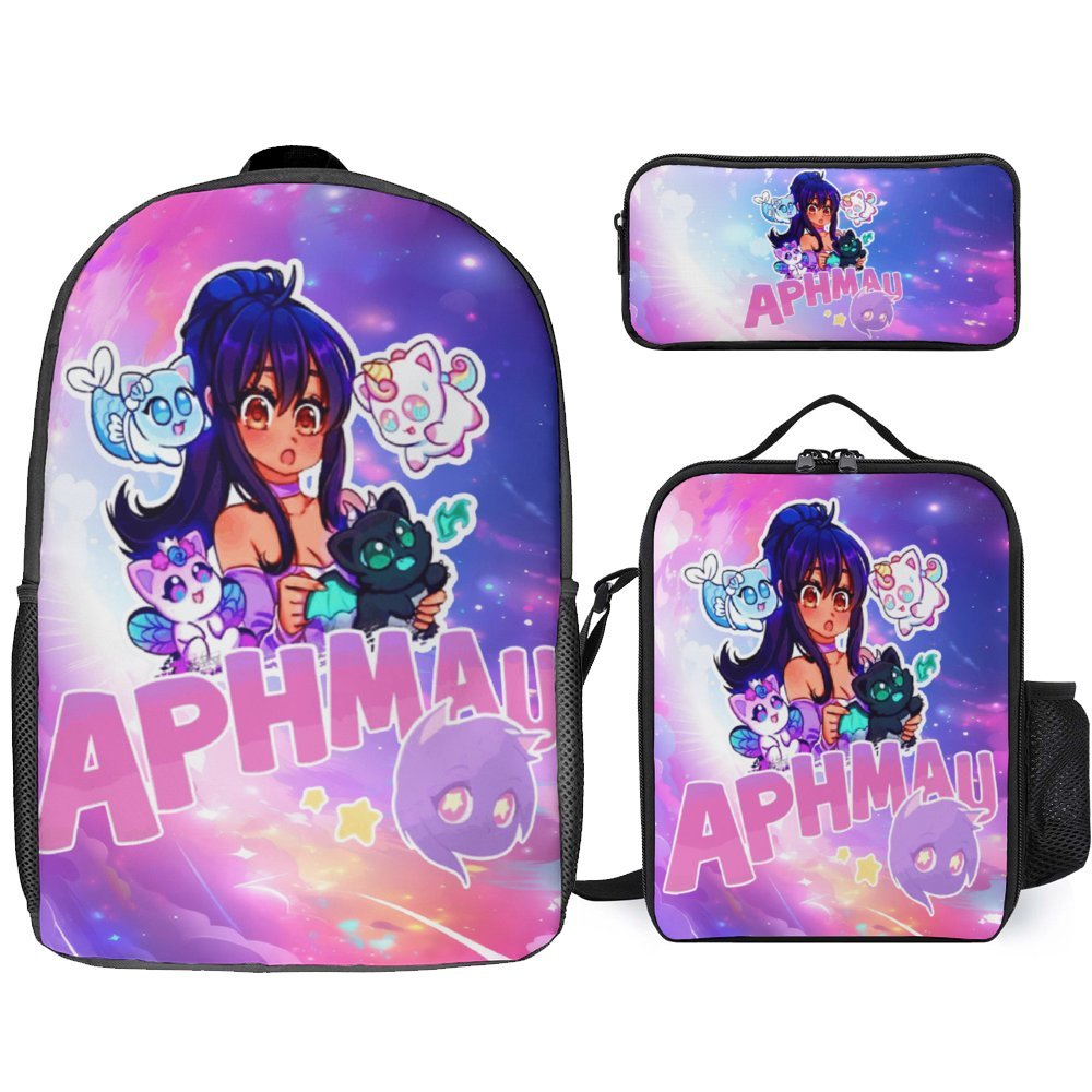 Aphmau Backpacks Set 3d Casual Light Weight Backpack Bookbag 3 Pice