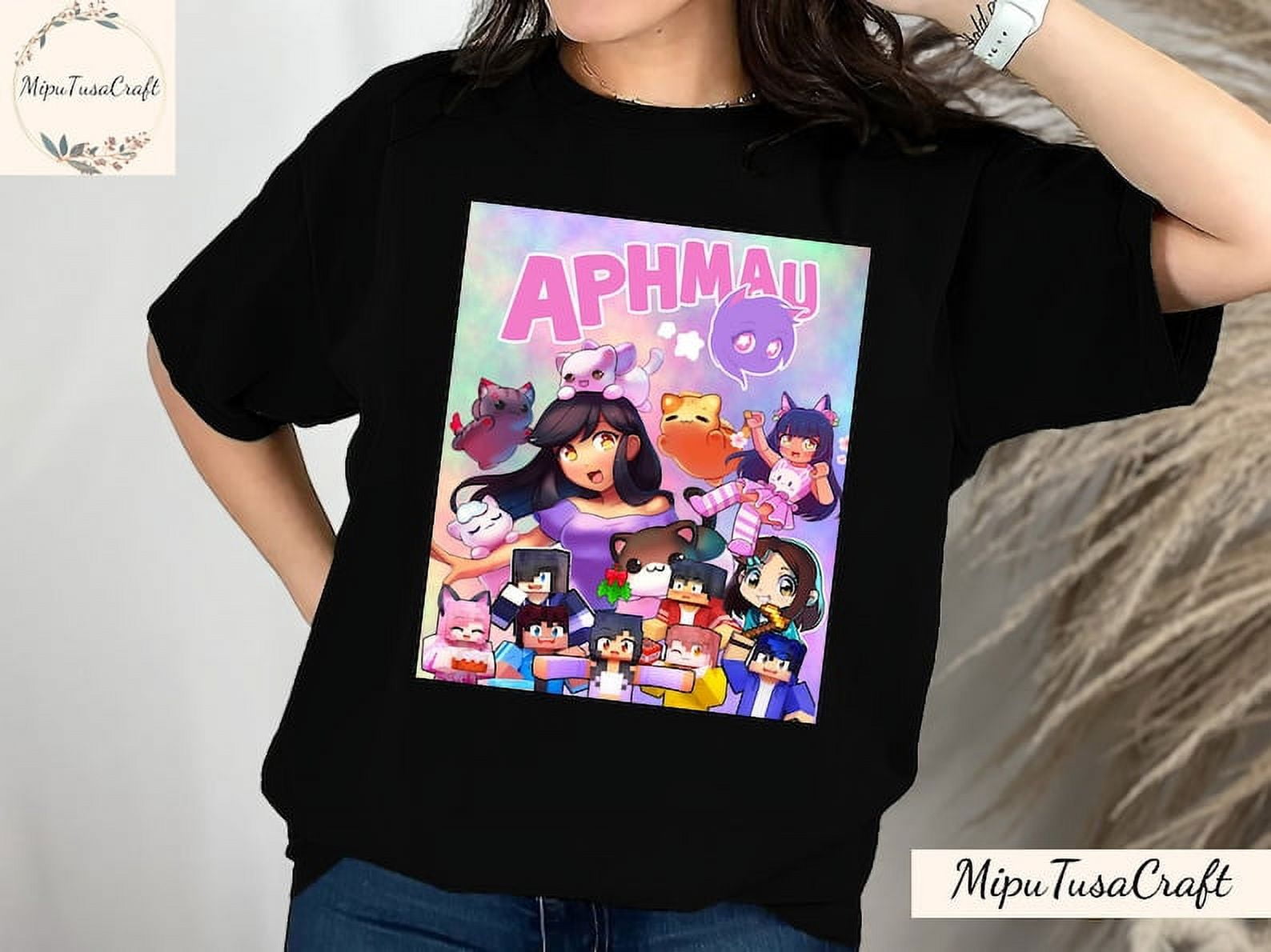 Aphmau T Shirt, Meemeows Aphmau cat Shirt, Youtuber Gamers Boys Girls ...