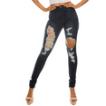 thumbnail image 1 of Aphrodite DARK BLUE Girls' Juniors' Ripped High-Rise Skinny Jeans, 9, 1 of 3