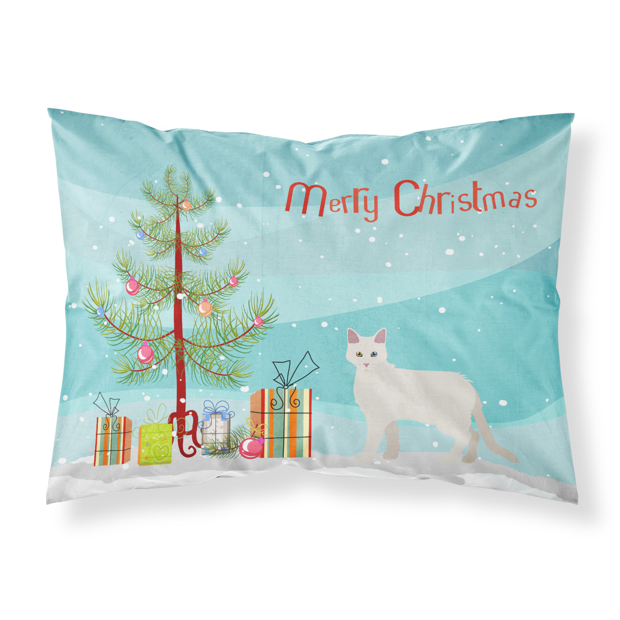 Aphrodite Giant 1 Cat Merry Christmas Fabric Standard Pillowcase
