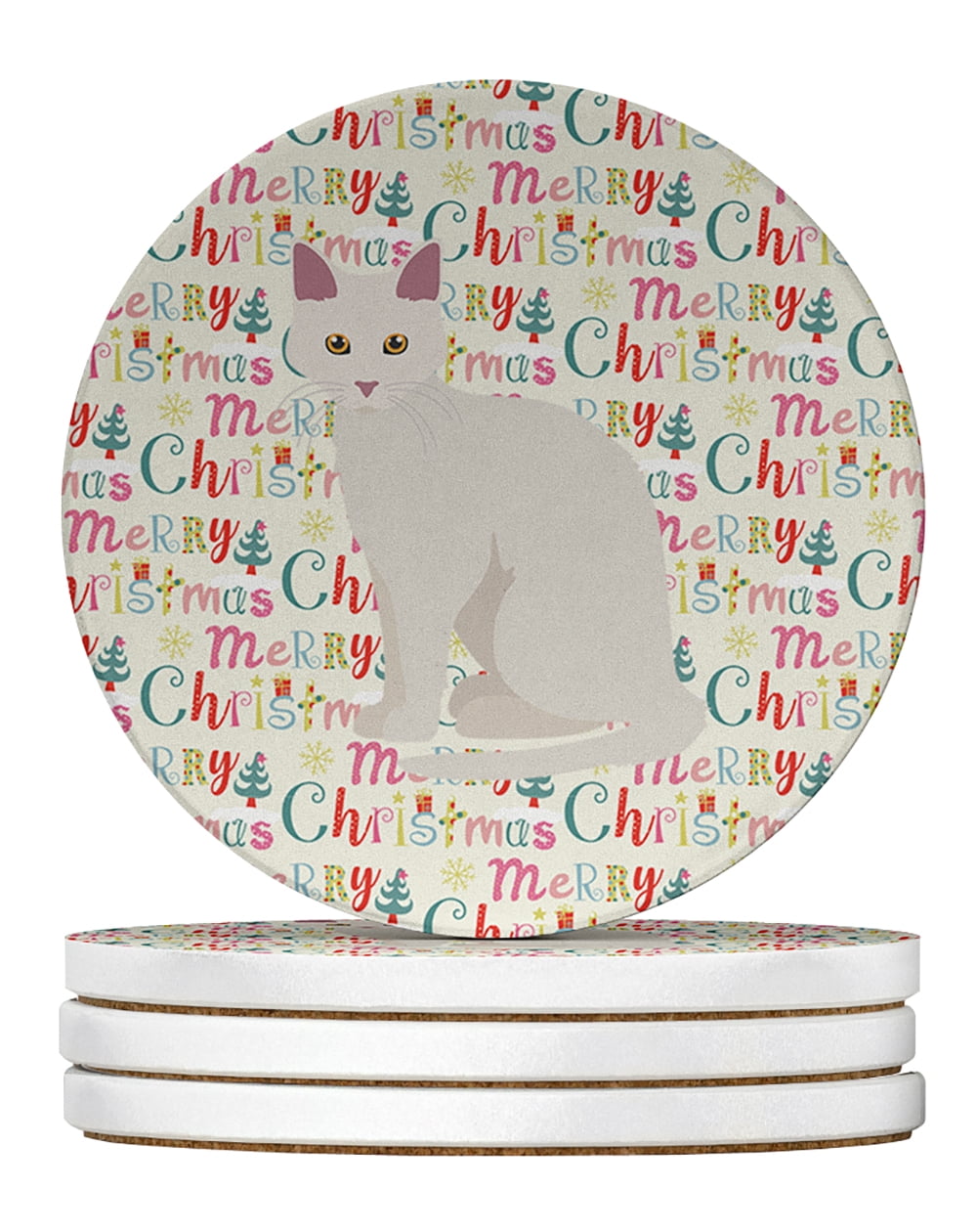 Aphrodite Giant Cat Christmas Large Sandstone Coasters Pack of 4 4 in x 4 in