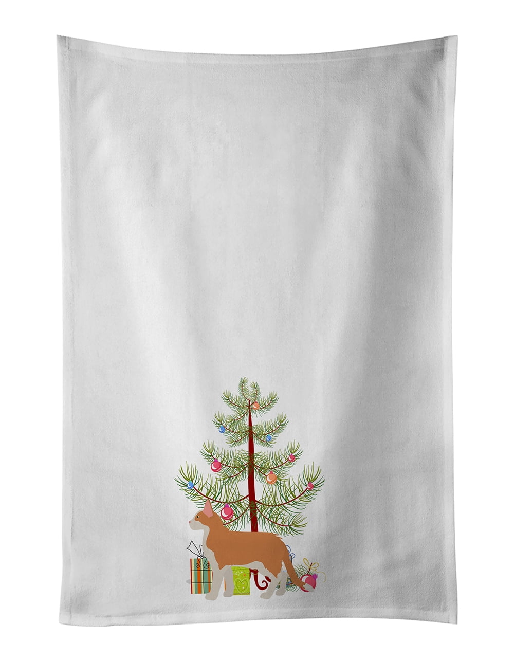 Aphrodite Giant Style 2 Cat Merry Christmas White Kitchen Towel Set of 2 Dish Towels