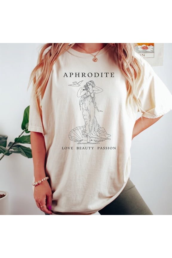 Aphrodite Goddess Of Love Greek Mythology Light Academia Poet Shirt Comfort Colors Unisex Cotton T-Shirt, Size S-3XL