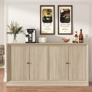 Aphthongs 63" Fluted Buffet Cabinet with 4 Doors, Modern Accent Credenza with Adjustable Shelves, Wood 4 Doors Media Console Coffee Bar for Living Dining Room Entryway