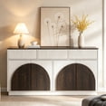 thumbnail image 1 of Aphthongs Modern Fluted Sideboard Cabinet, 65" W Symmetrical Arc Accent Sideboard Buffet Cabinet with Storage & 3 Drawers, Fluted Buffet Cabinet, Credenza, Wood Mid Century Cabinet, White, 1 of 8