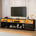 thumbnail image 1 of Aphthongs 90" LED TV Stand with Power Outlet for 100/90/85 Inch TVs, High Glossy Modern Entertainment Center TV Media Console Gaming with 2 Storage Cabinets for Living Room, Bedroom, 1 of 8