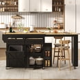 thumbnail image 1 of Aphthongs 81" Farmhouse Kitchen Island with Power Outlet & Trash Storage, Rolling Kitchen Cart on Wheels with Extendable Dining Table, 2 Drawers & Adjustable Shelves, 1 of 11
