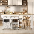 thumbnail image 1 of Aphthongs 81" Farmhouse Kitchen Island with Power Outlet & Trash Storage, Rolling Kitchen Cart on Wheels with Extendable Dining Table, 2 Drawers & Adjustable Shelves, 1 of 11
