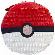 Apinata 4U Red & White Circular Pinata   Fun Party Decoration for Video Game Themed Birthday, Gaming Party Supplies, 16