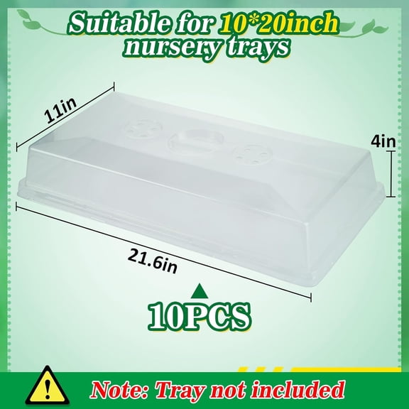 Apipi 10 Pcs 4'' High Humidity Domes - Thickened 1020 Seed Starting Tray Covers with Adjustable Vents, Greenhouse Plant Growing Lid Dome for Seedling Growth Well Water Retention