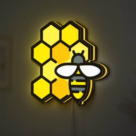 Apitherapy LED Lightbox - Bee & Honey Theme Decor, Custom Led Sign for Home Office Shop Decor (Width 16 inch, 40cm)