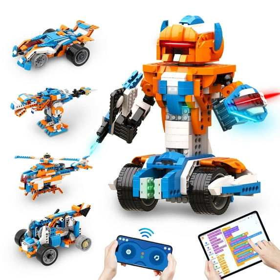 Apitor Robot X Robot Building Kit, 12-in-1 Programmable Remote App-Controlled Car Coding Set, STEM Educational Birthday Gifts for Boys Girls Kids Aged 8-12 (600 Pieces)