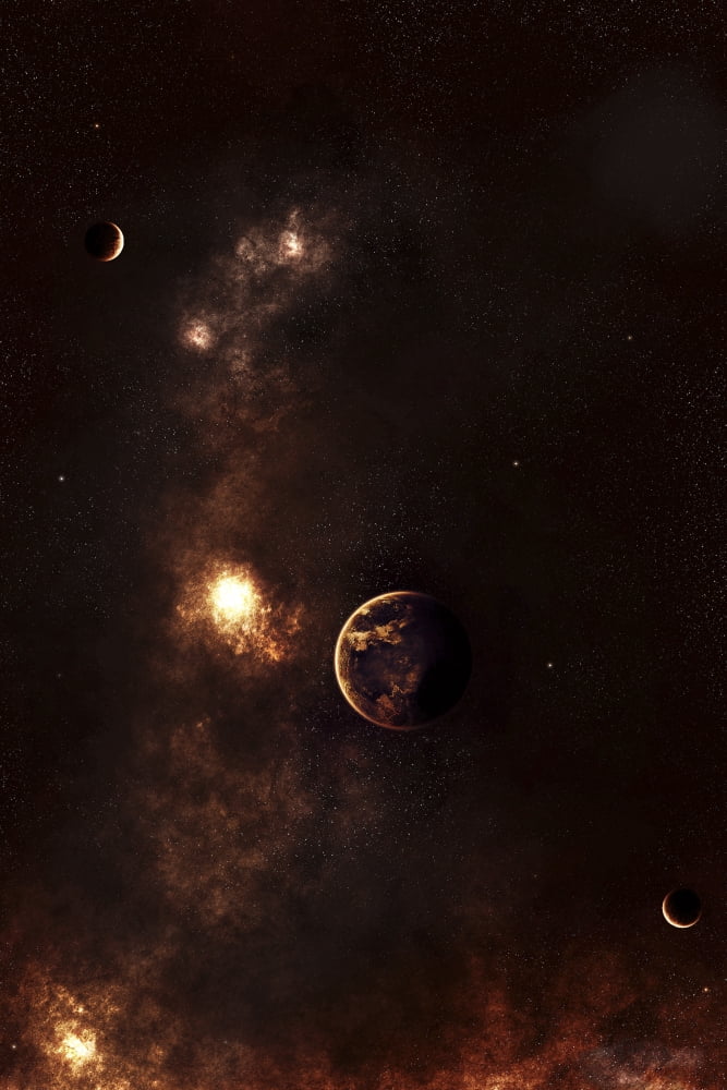 Aplanet illuminated by plasma floating in the vast space Canvas Art - Tomasz DabrowskiStocktrek Images (23 x 34)