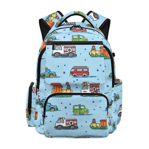 Aplkyhs 17 Inch Backpack for Students 12-18 Durable School Bookbag for Middle High School Teens Sports Cartoon Car Theme